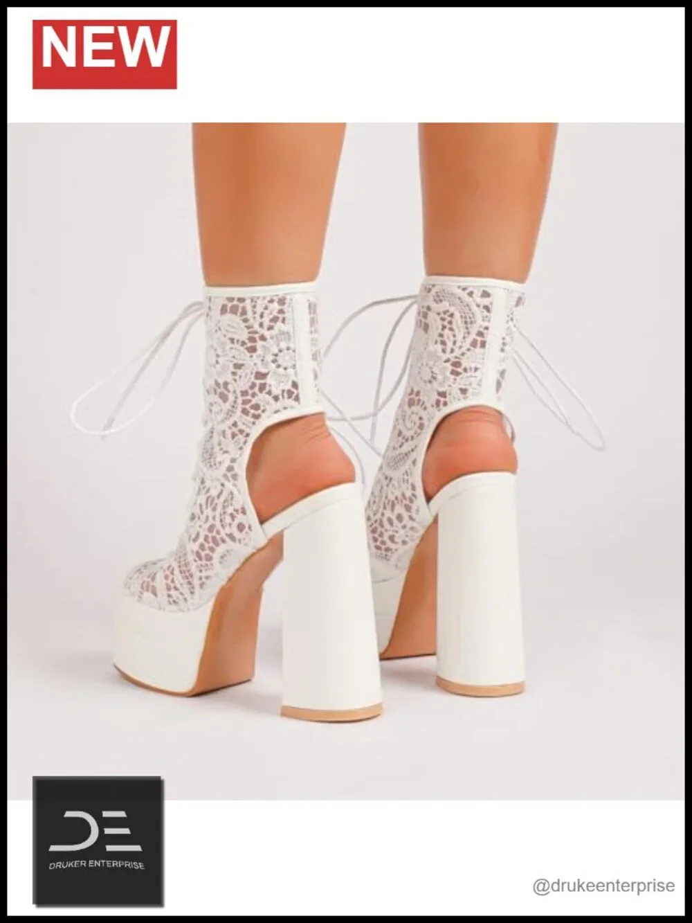 Lace Platform Chunky High Heels Lace-up Slingback Sandals Square Open Toe Party